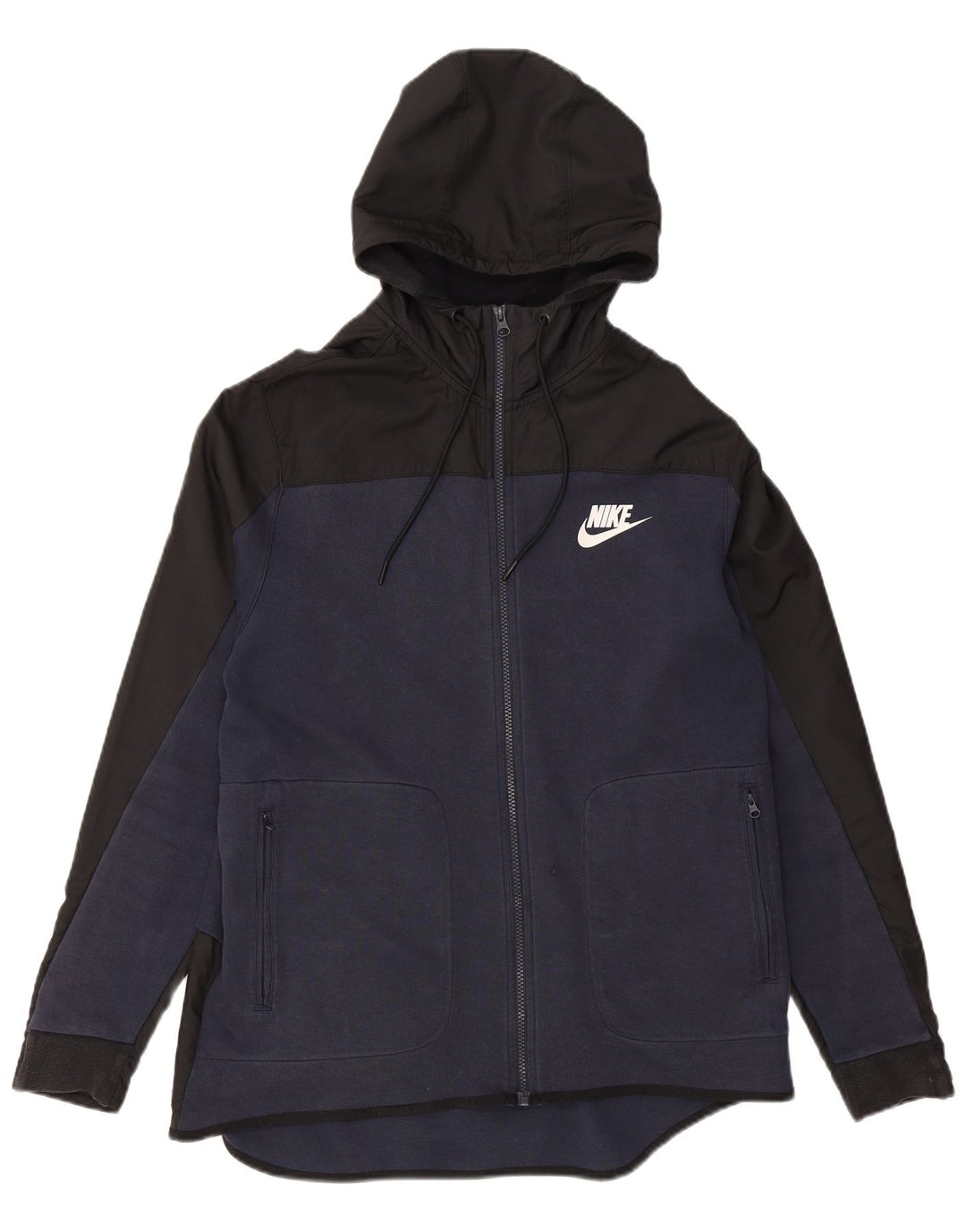 Felpa con cappuccio e zip Nike da uomo, grande, in cotone color block blu navy