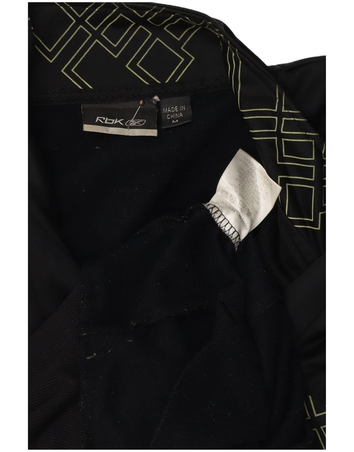 REEBOK Giacca da tuta grafica da uomo in poliestere geometrico nero medio