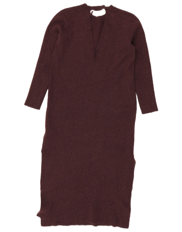 Abito maglione a maniche lunghe da donna Cos UK 10 piccolo in lana bordeaux