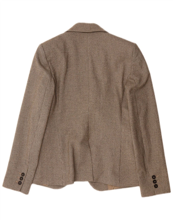 Giacca blazer da donna a 1 bottone Mango UK 10 piccolo pied de poule marrone