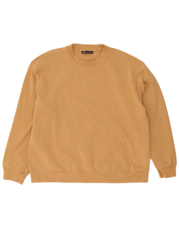 Felpa oversize da donna Zara UK 10 piccola in cotone beige