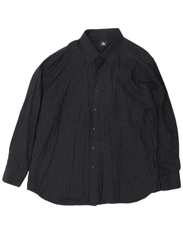 Camicia da uomo Roccobarocco Taglia 49 2XL Cotone gessato nero Classico