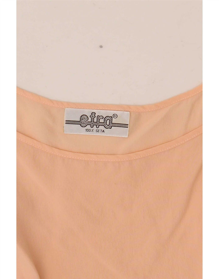 Top camicetta senza maniche vintage da donna UK 12 Seta rosa medio