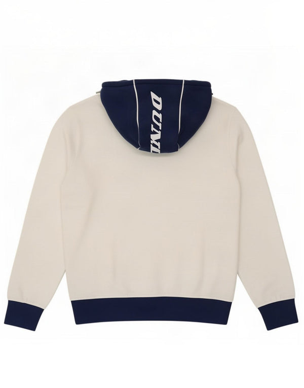 Felpa con cappuccio grafica da uomo Dunlop XL in cotone color block bianco
