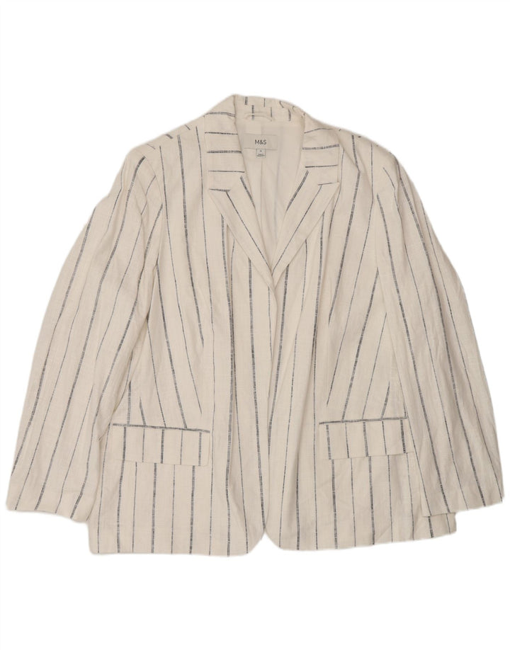 Giacca blazer aperta oversize da donna Marks & Spencer UK 18 XL a righe bianche