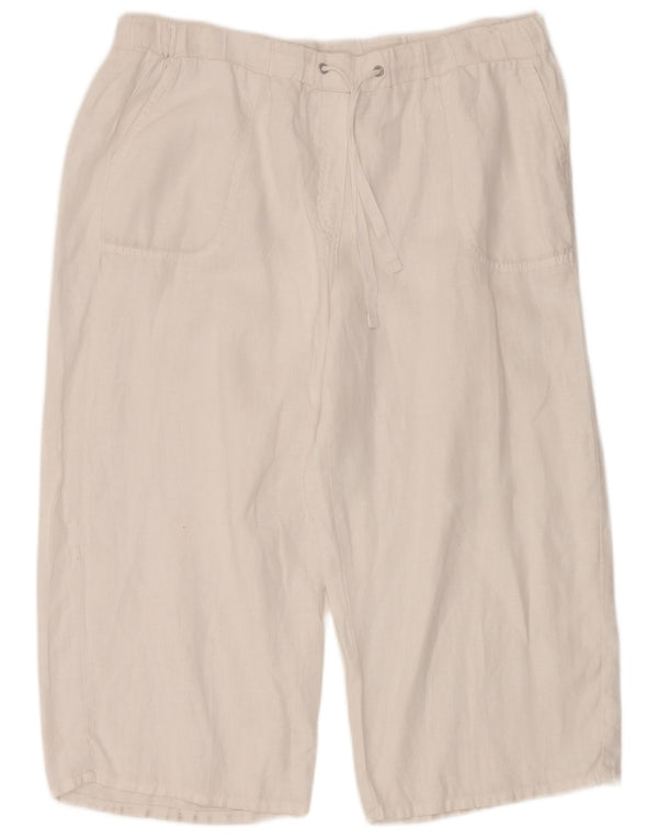 Pantaloni Capri a vita alta da donna Marks & Spencer UK 16 Large W36 L21 Bianco