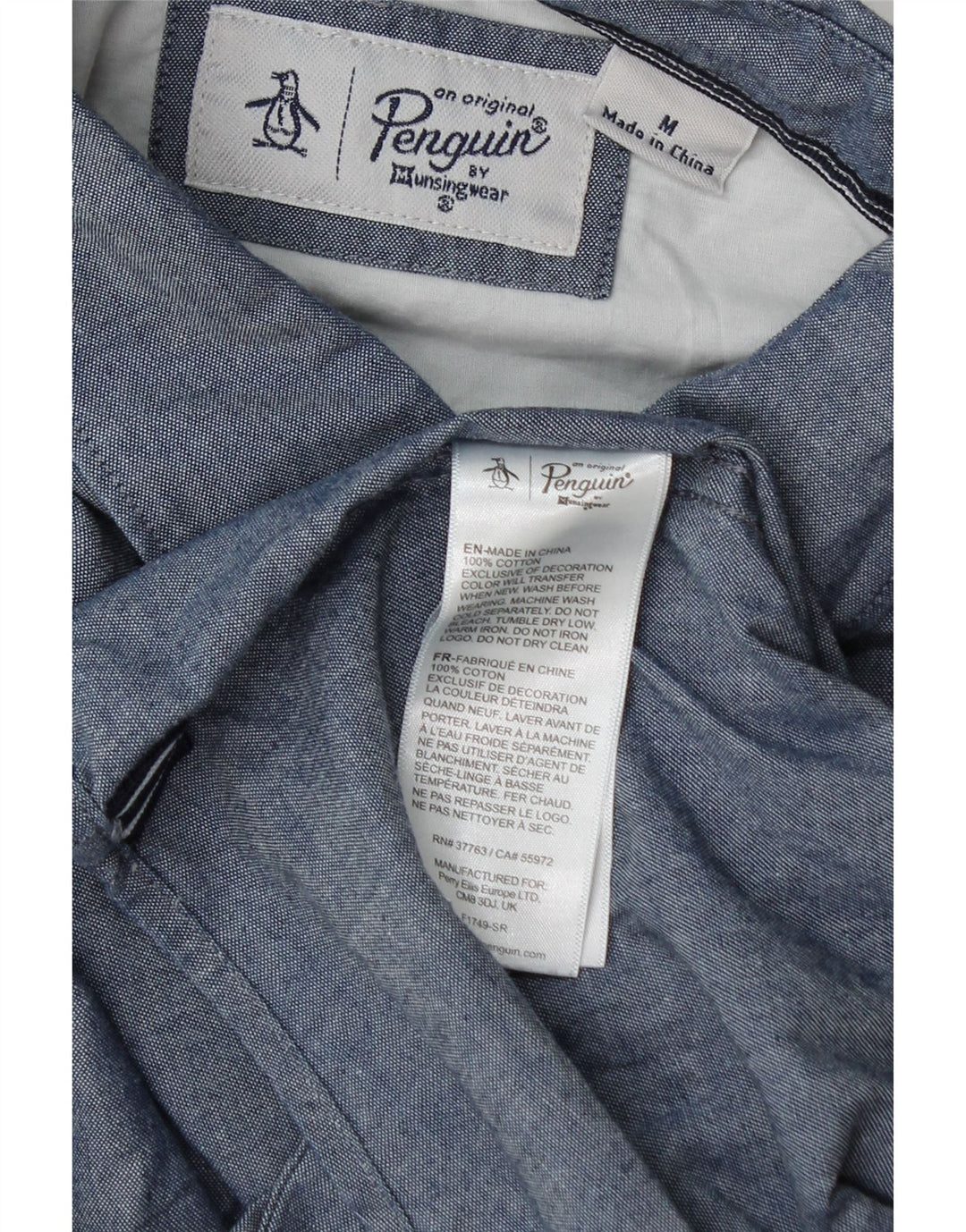 Camicia da uomo Pinguino in cotone blu medio