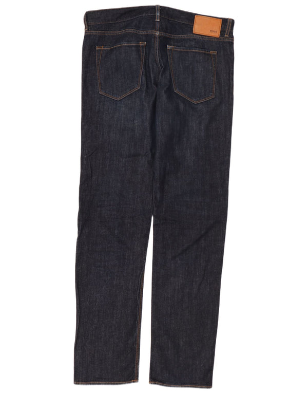 Jeans dritti da uomo HUGO BOSS W34 L34 cotone blu navy