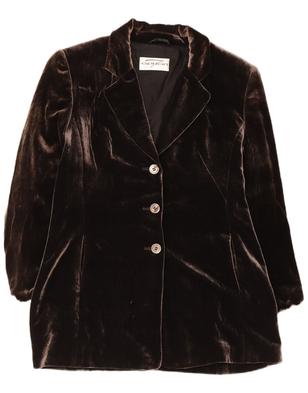 Giacca blazer da donna a 3 bottoni APRIORI UK 14 grande seta marrone