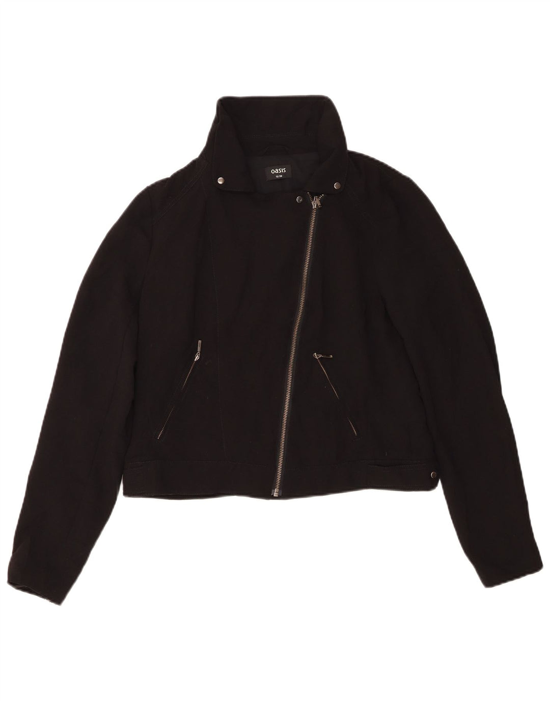 Giacca da motociclista corta da donna Oasis UK 12 poliestere nero medio