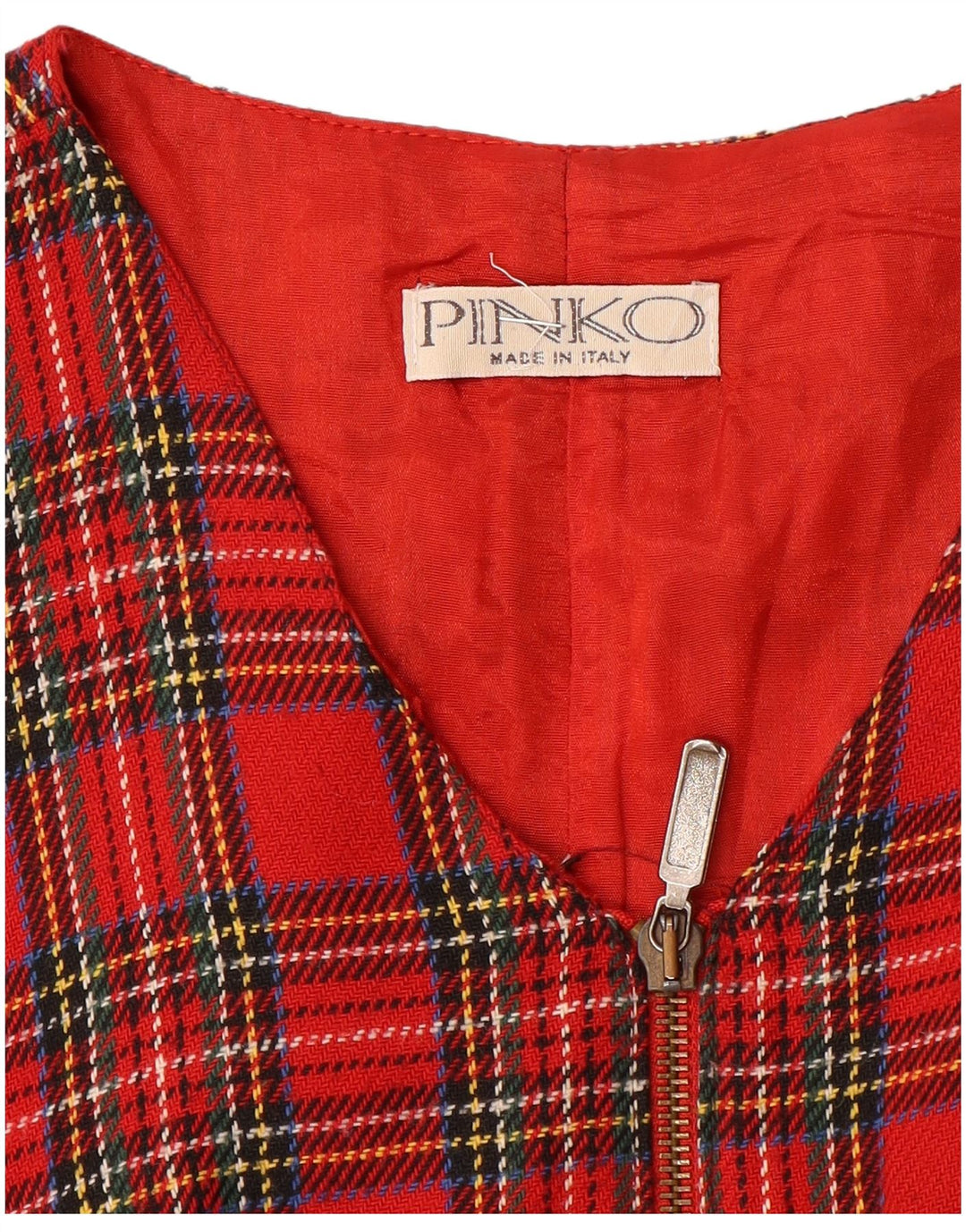 Abito da donna Pinko senza maniche a trapezio UK 12 medio rosso a quadri