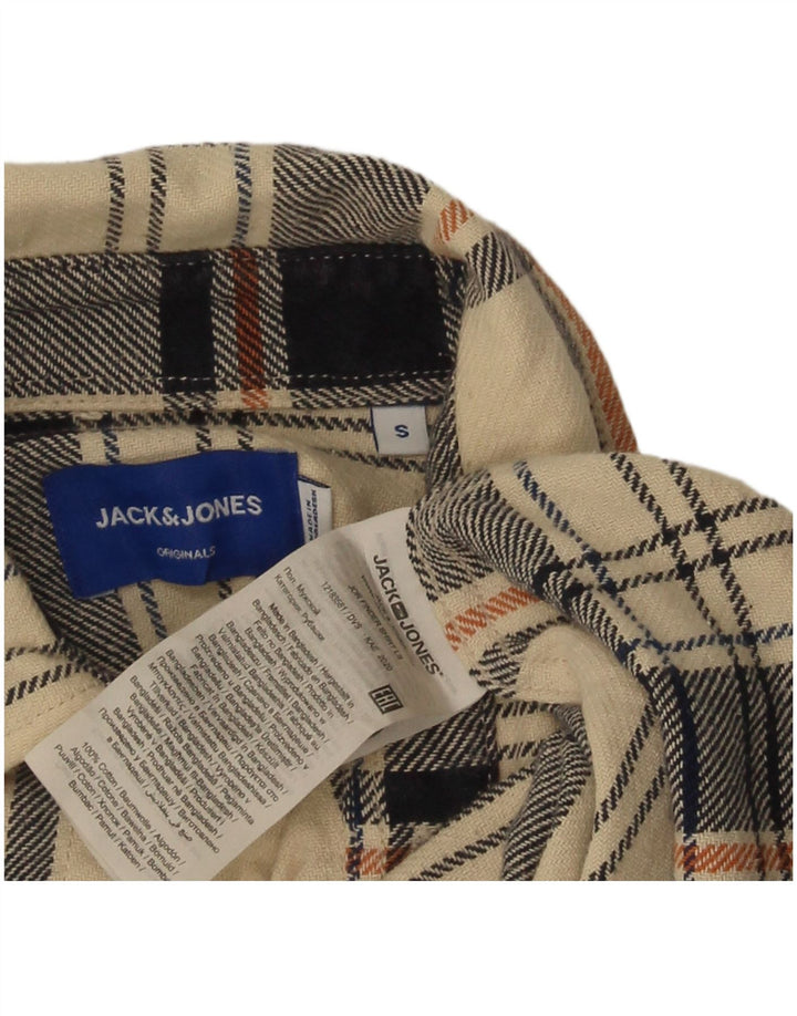 Camicia da uomo in flanella vestibilità regolare Jack & Jones in cotone a quadri beige piccolo