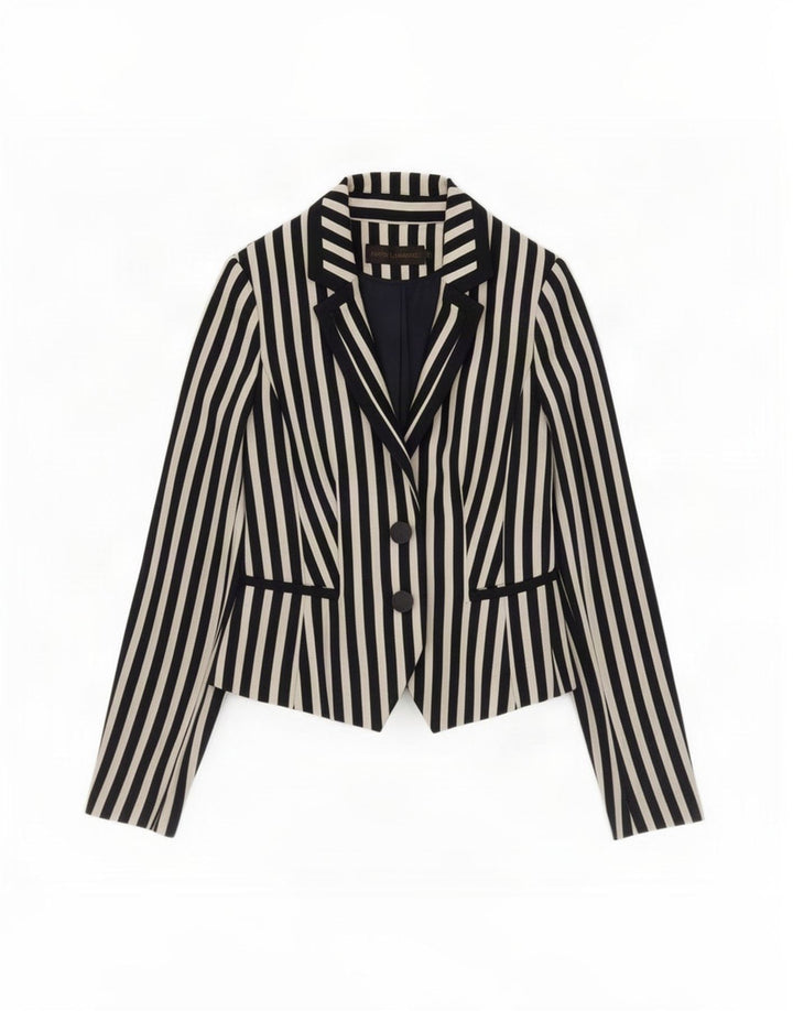 Giacca blazer corta da donna David Lawrence US 6 medio blu navy a righe