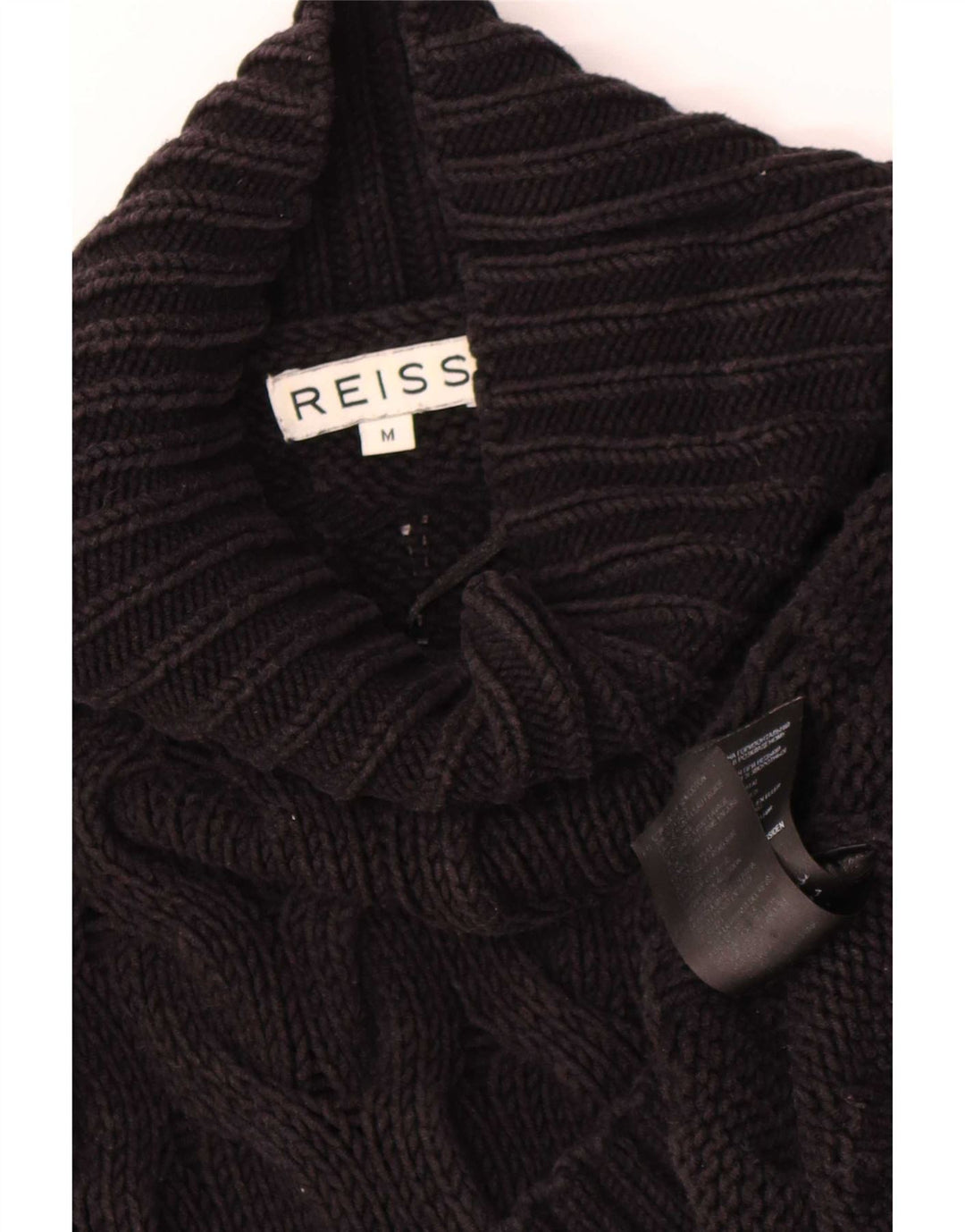 Maglione da uomo Reiss vestibilità ampia con collo alto, cotone nero medio