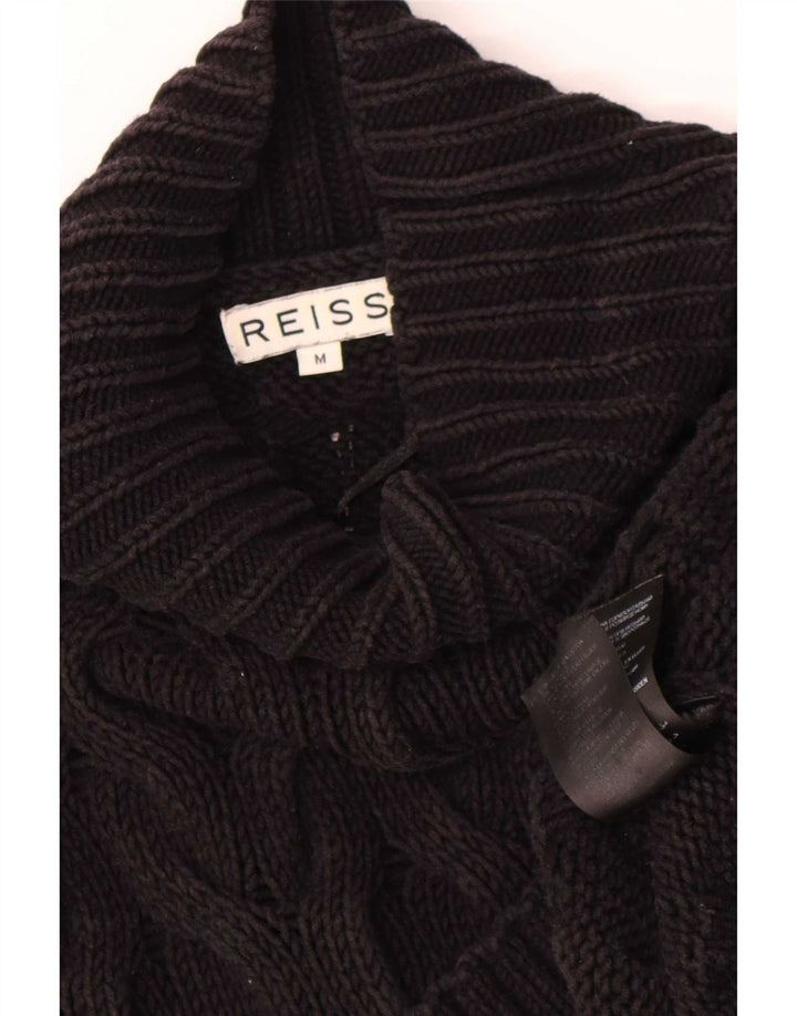 Maglione da uomo Reiss vestibilità ampia con collo alto, cotone nero medio