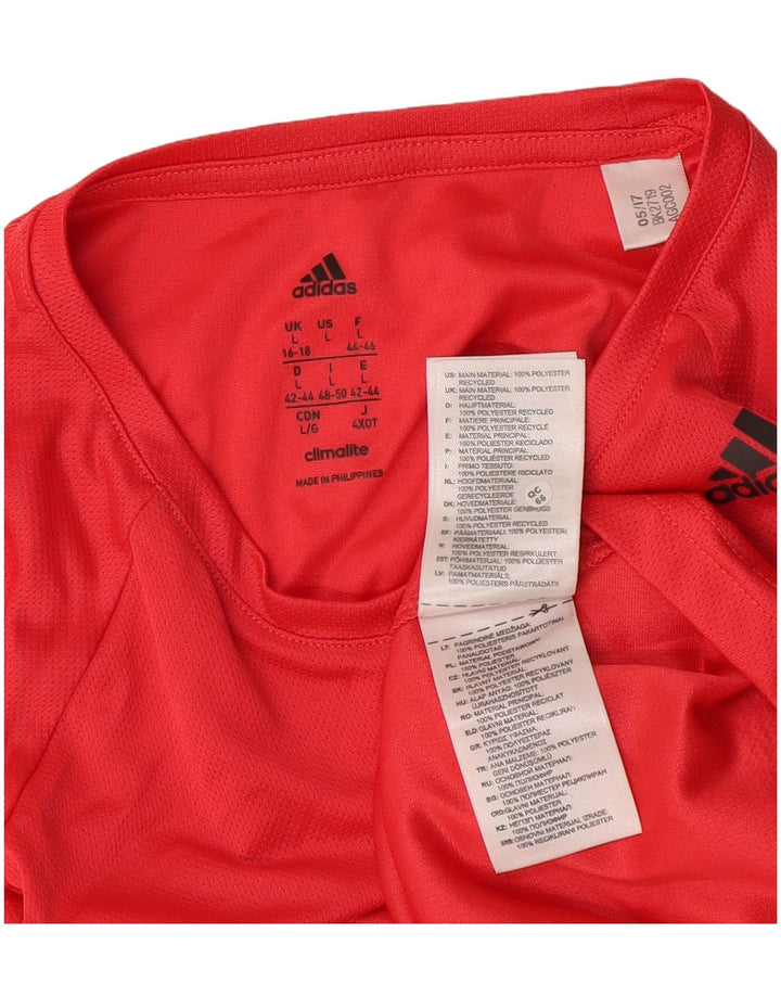 Top Adidas Climalite da donna a manica lunga UK 16/18 Large Rosso Poliestere