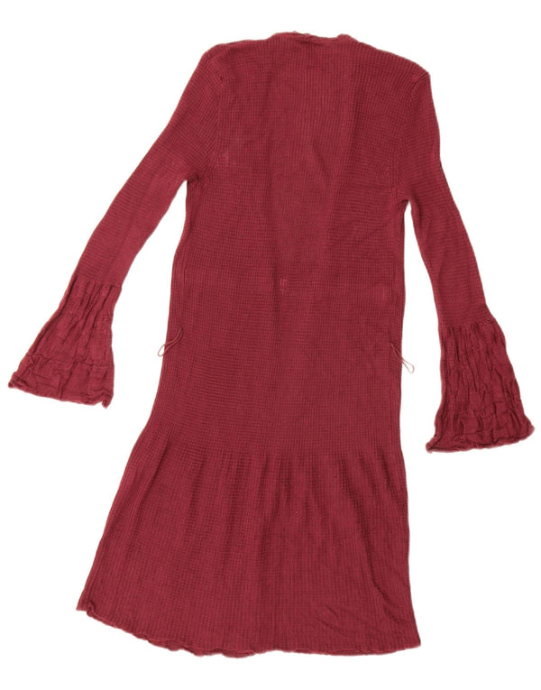 Missoni Maglione cardigan aperto lungo da donna UK 10 piccolo lana bordeaux