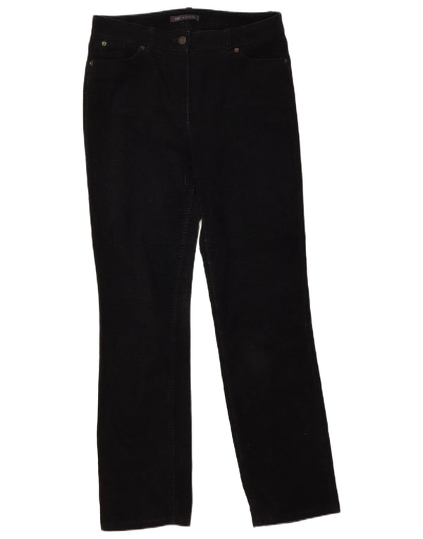 Pantaloni dritti in velluto a coste da donna Marks & Spencer UK 10 piccoli W30 L29 neri
