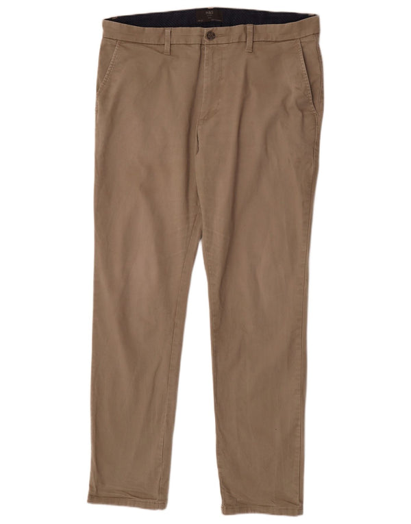 Pantaloni chino slim da uomo Marks & Spencer W36 L31 cotone beige