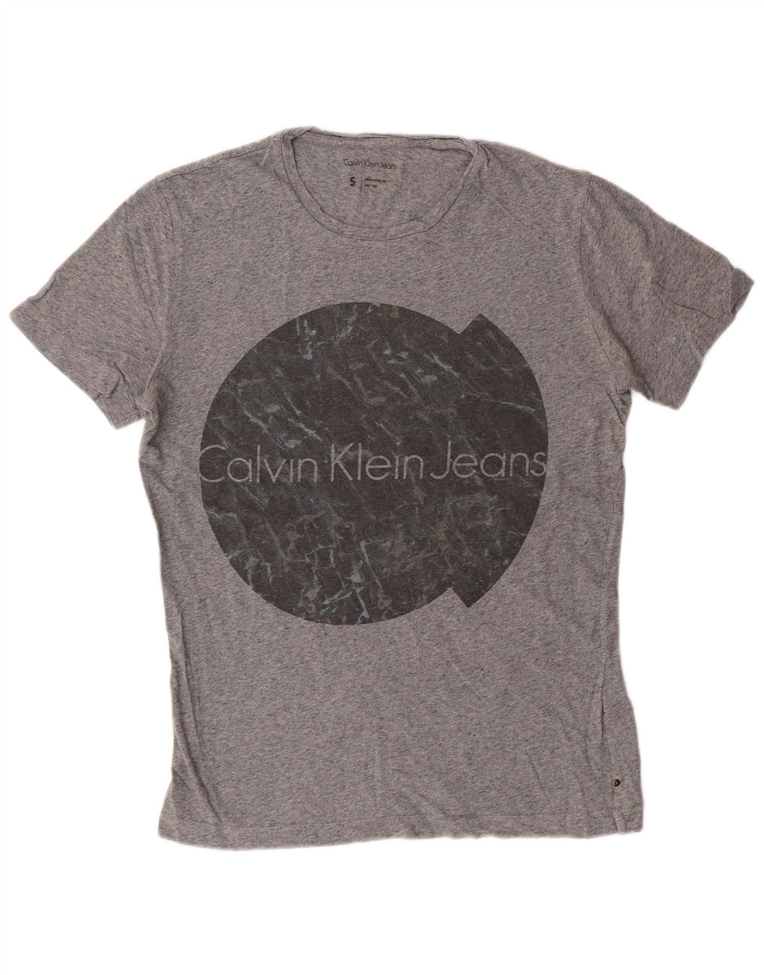 Maglietta grafica da uomo Calvin Klein Jeans Top piccola in cotone grigio