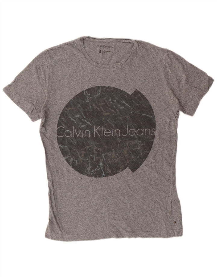 Maglietta grafica da uomo Calvin Klein Jeans Top piccola in cotone grigio