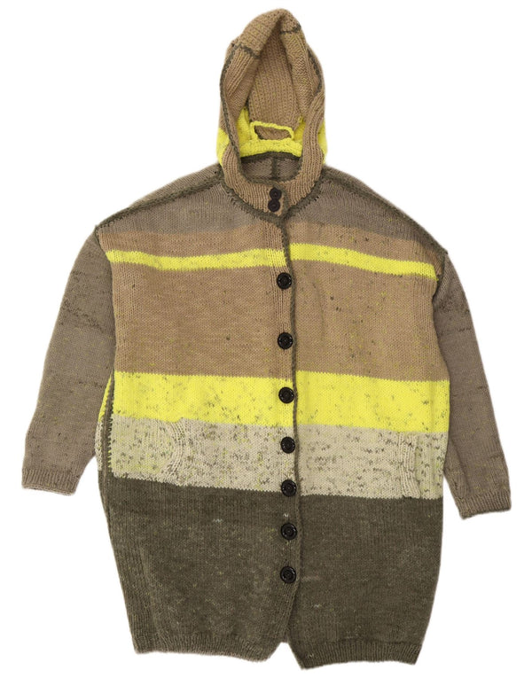 Maglione cardigan lungo oversize da donna vintage UK 20 2XL multicolore