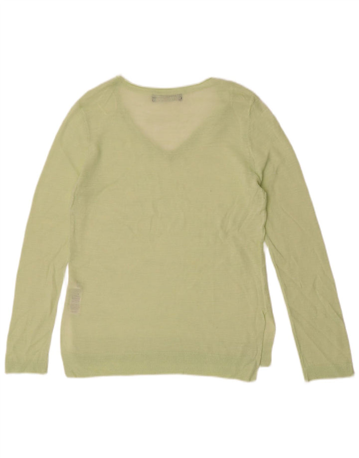 Maglione da donna Marks & Spencer con scollo a V trasparente UK 8 piccolo verde