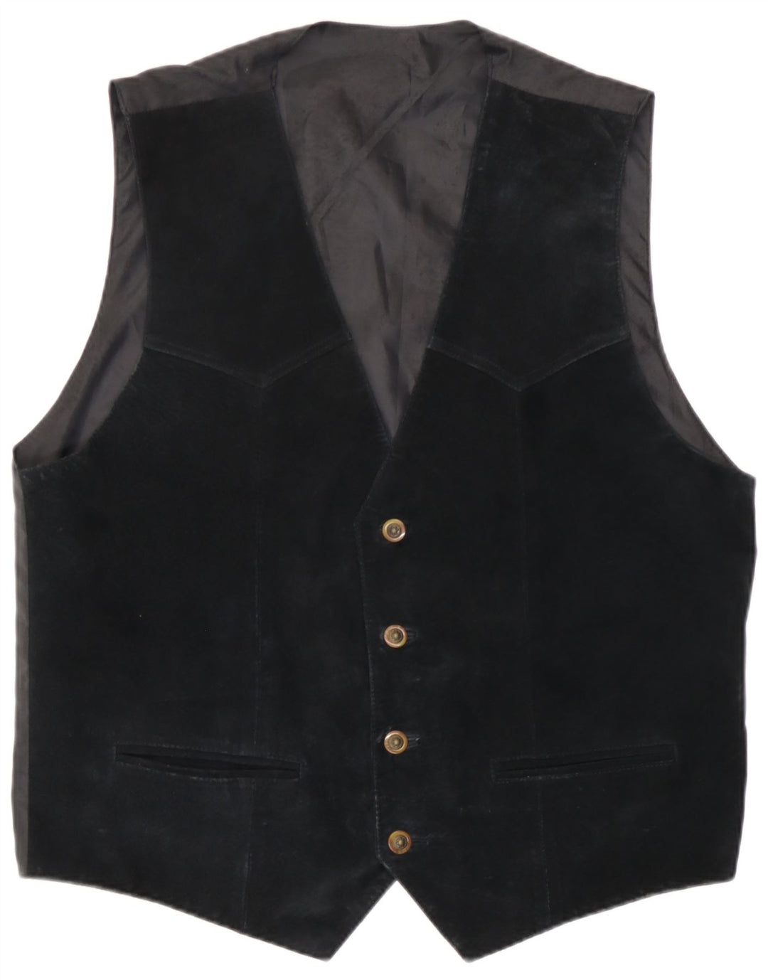 Gilet vintage da uomo in pelle scamosciata grande in pelle nera