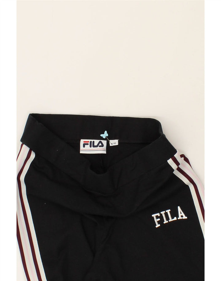 FILA Womens Leggings UK 10 Small Black Striped Cotton Vintage Fila and Second-Hand Fila from Messina Hembry 
