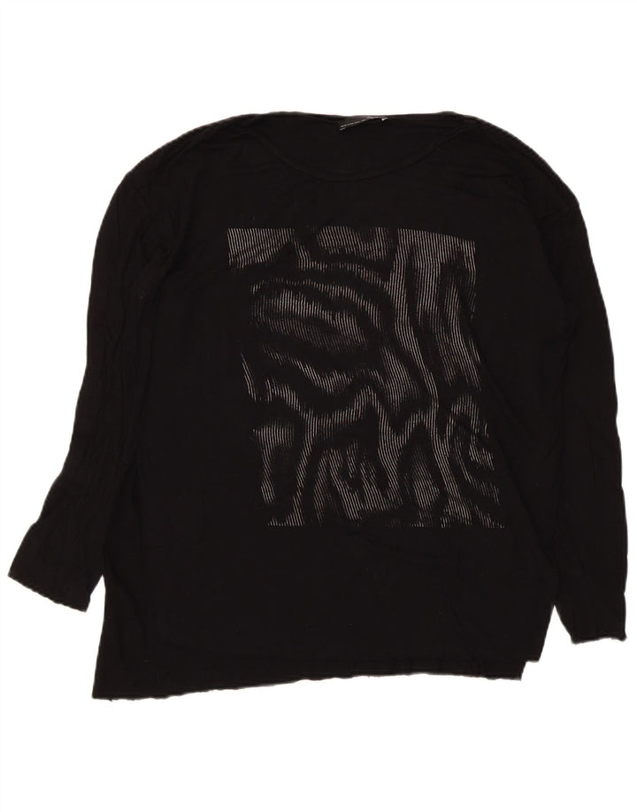 Top Zara da donna a maniche lunghe con motivo astratto UK 16 grande nero