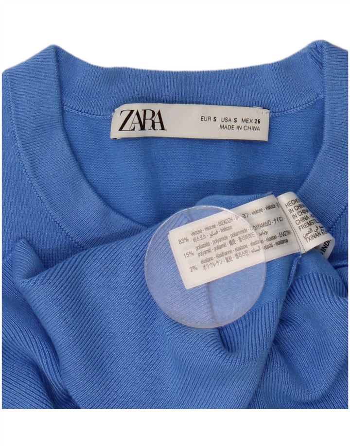 Maglione maglione girocollo da donna Zara UK 10 piccolo viscosa blu