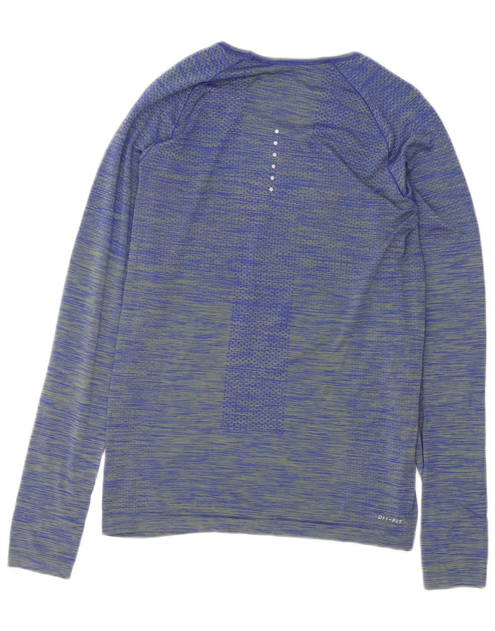 Top Nike Dri Fit da donna a maniche lunghe UK 12 a righe blu medio
