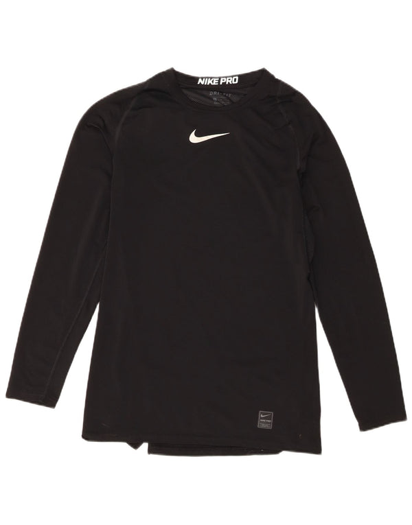 Nike Womens Dri Fit Top Long Sleeve UK 14 Large Black Polyester