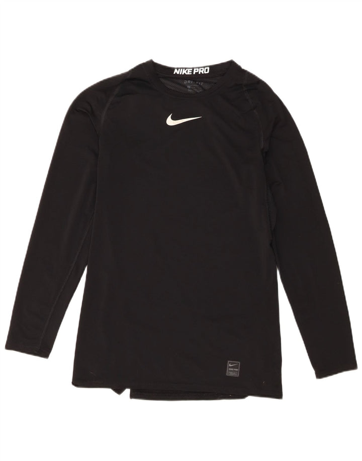 Nike Dri Fit Top da donna a manica lunga UK 14 Large Nero Poliestere