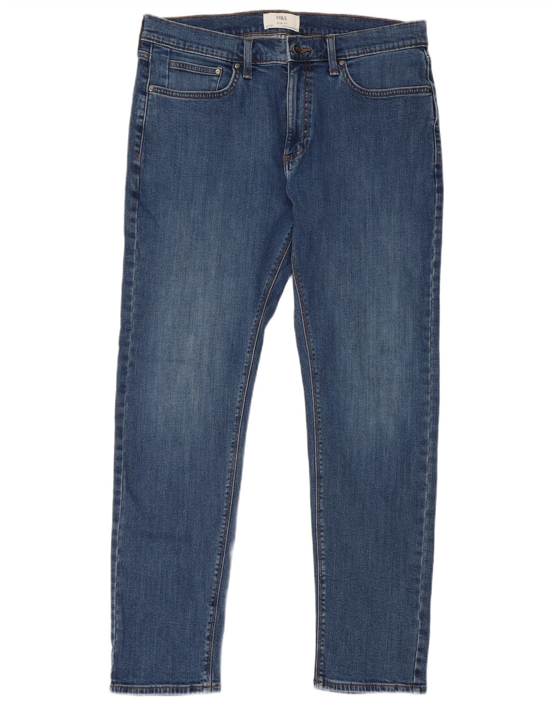 Jeans slim da uomo Marks & Spencer W34 L31 cotone blu
