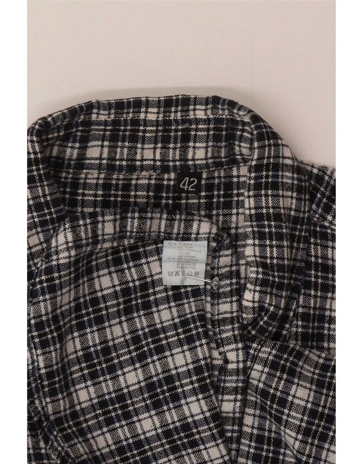 Camicia vintage da uomo in flanella taglia 42 grande cotone a quadri blu navy