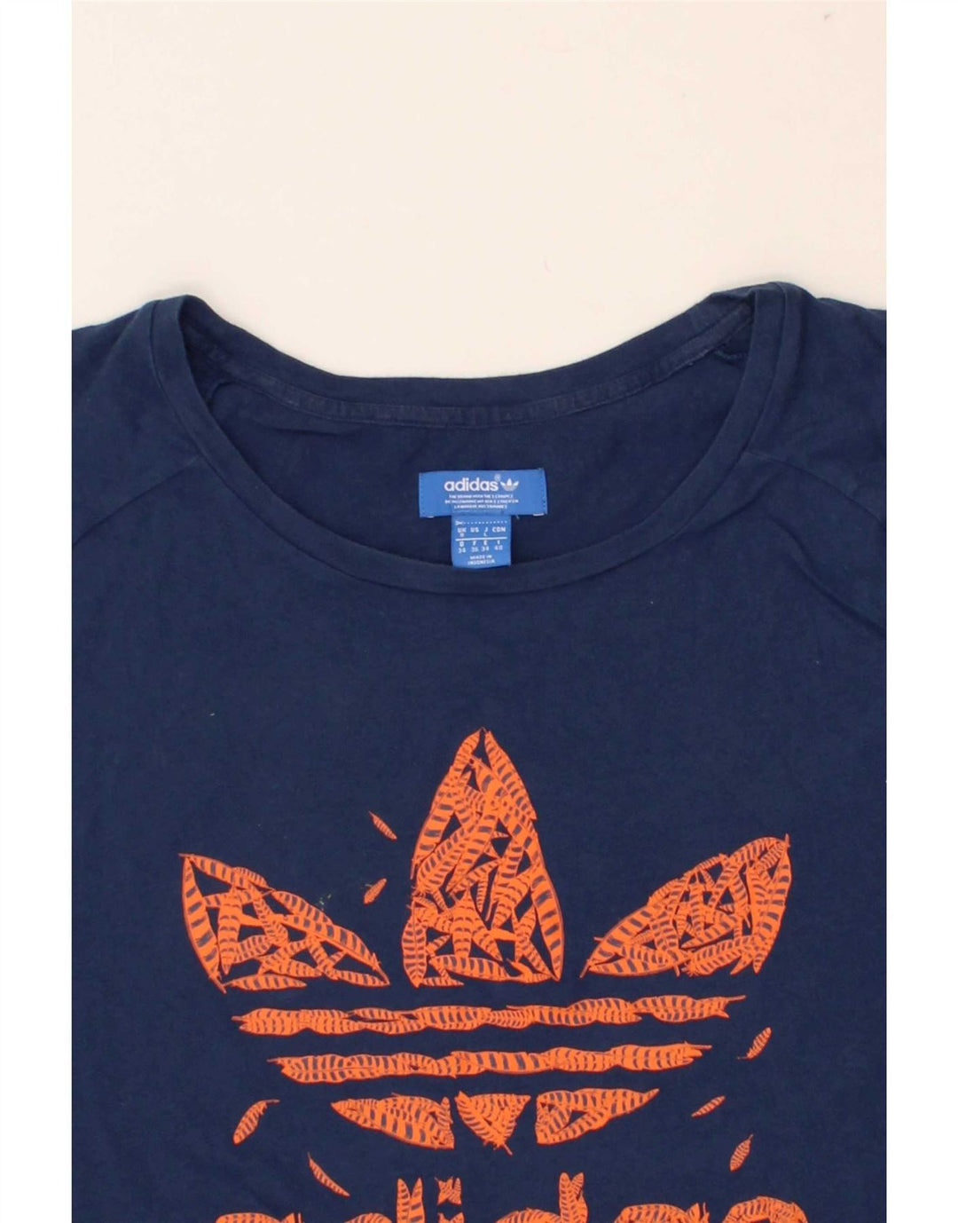 ADIDAS Womens Graphic T-Shirt Top UK 8 Small Navy Blue Vintage Adidas and Second-Hand Adidas from Messina Hembry 