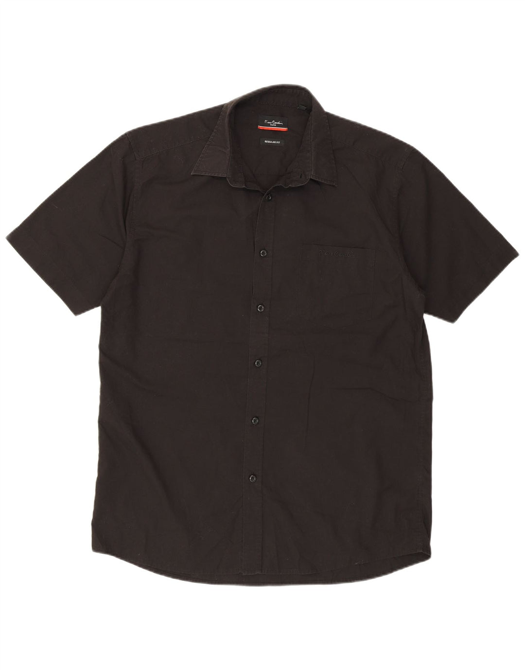 Camicia da uomo a maniche corte vestibilità regolare Pierre Cardin poliestere nero medio