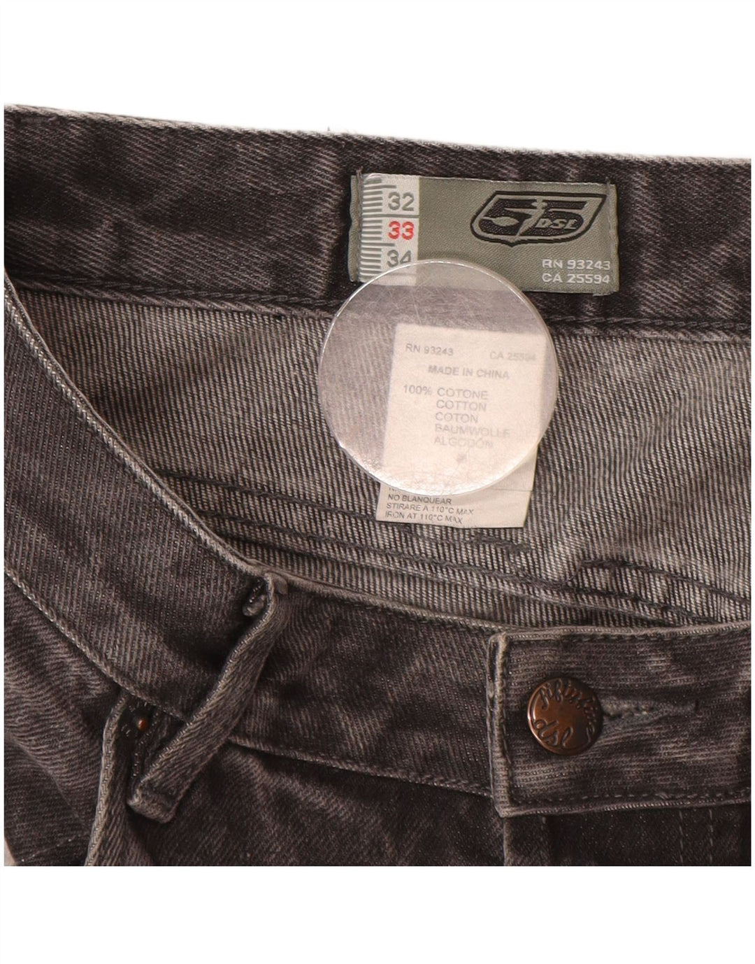 Jeans dritti da uomo DIESEL W32 L30 cotone grigio