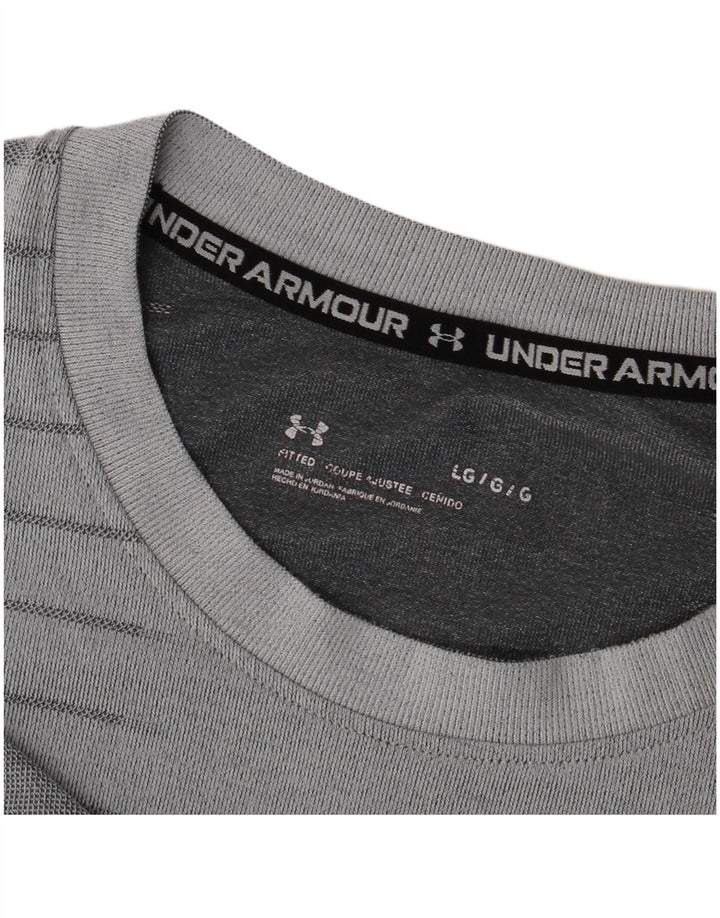 Maglietta grafica da uomo Under Armour Top a righe grigie grandi
