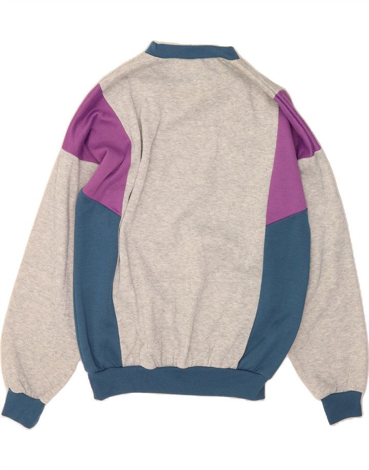 VICTORY Mens Graphic Sweatshirt Jumper Large Grey Colourblock Polyester Vintage Victory and Second-Hand Victory from Messina Hembry 