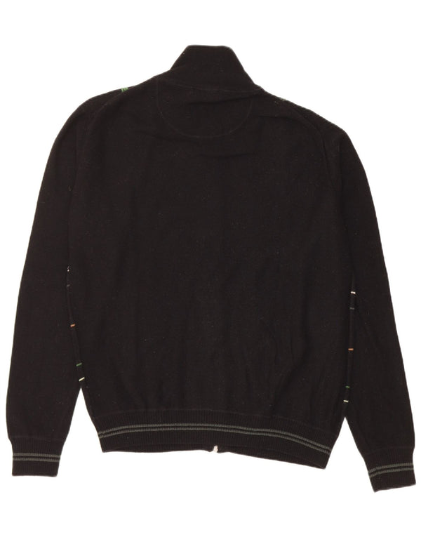 Maglione cardigan da uomo Ocean Star in lana a righe nere medie