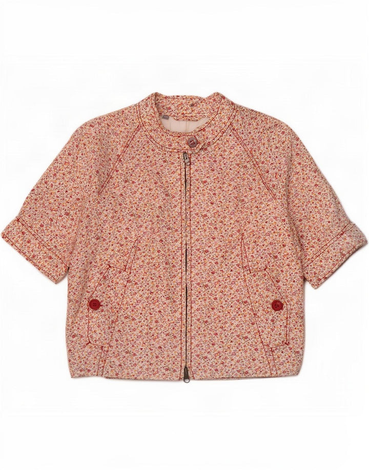 Giubbotto bomber corto da donna vintage UK 12 medio multicolore floreale