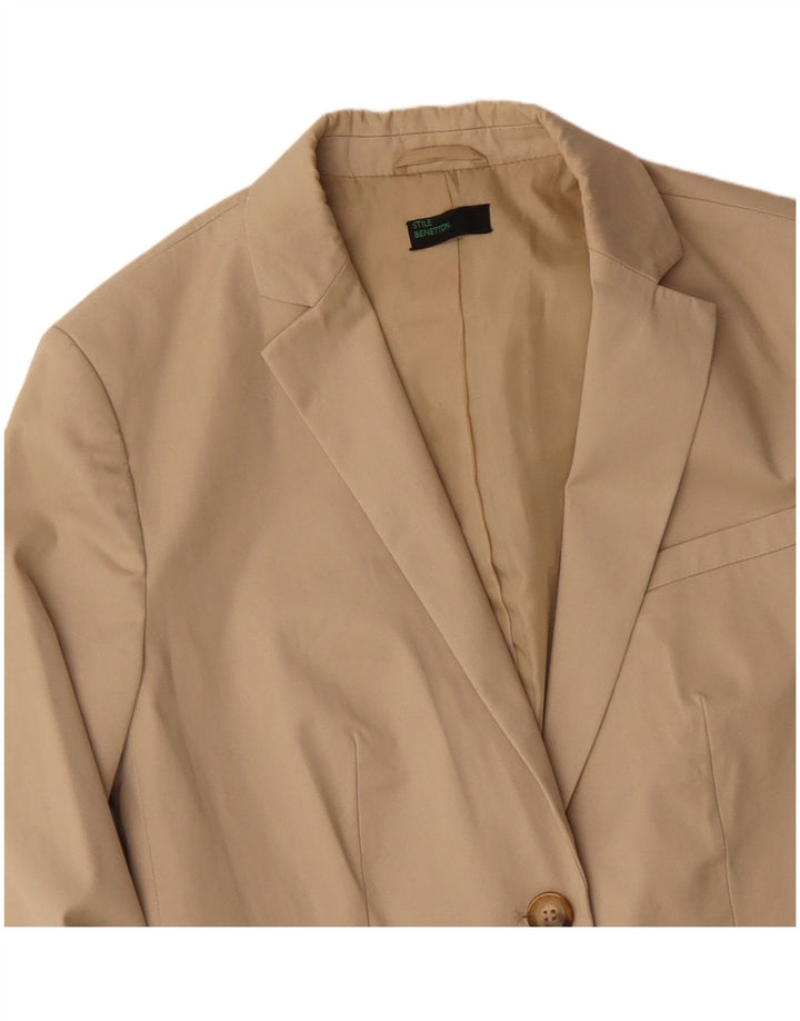 Giacca Blazer 2 Bottoni Donna BENETTON IT 42 Cotone Beige Medio