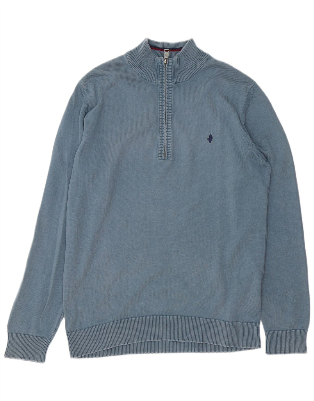 MARLBORO CLASSICS Maglione da uomo con zip e collo grande in cotone blu
