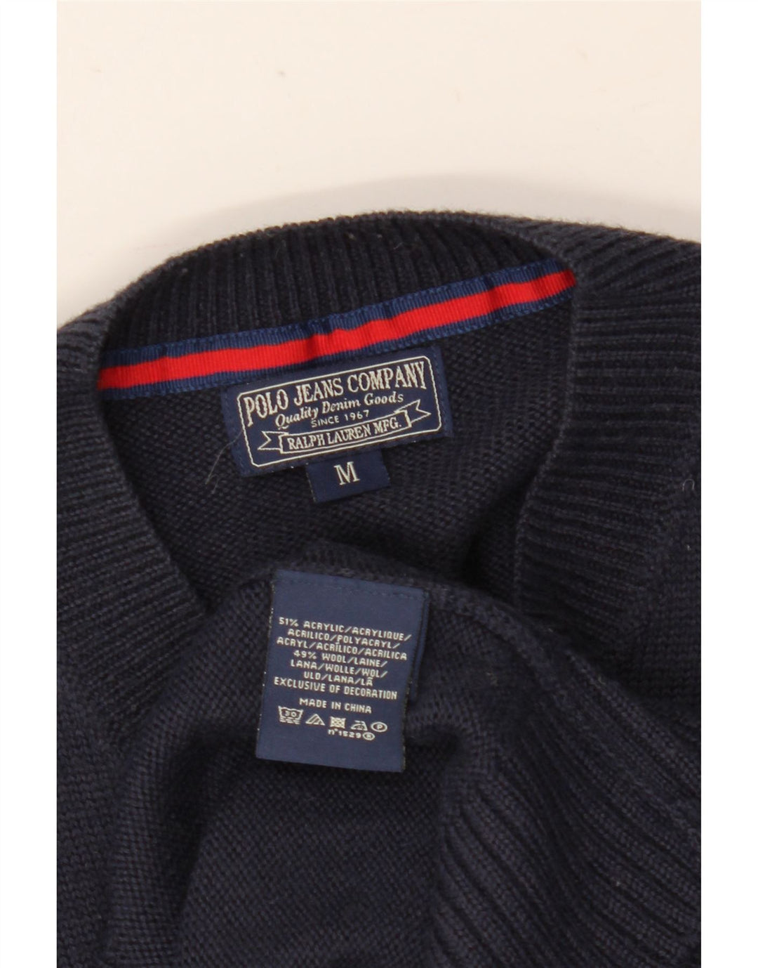 Maglione maglione con scollo a V da uomo Ralph Lauren medio acrilico blu navy