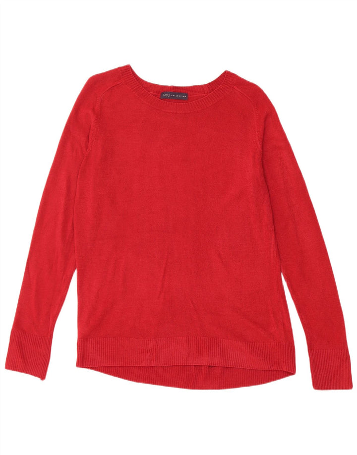 Maglione maglione con scollo a barca da donna Marks & Spencer UK 14 Acrilico rosso medio