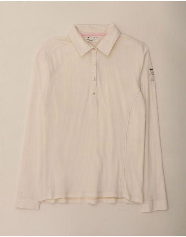 Polo da donna a maniche lunghe Easy Fit Champion UK 12 cotone bianco medio