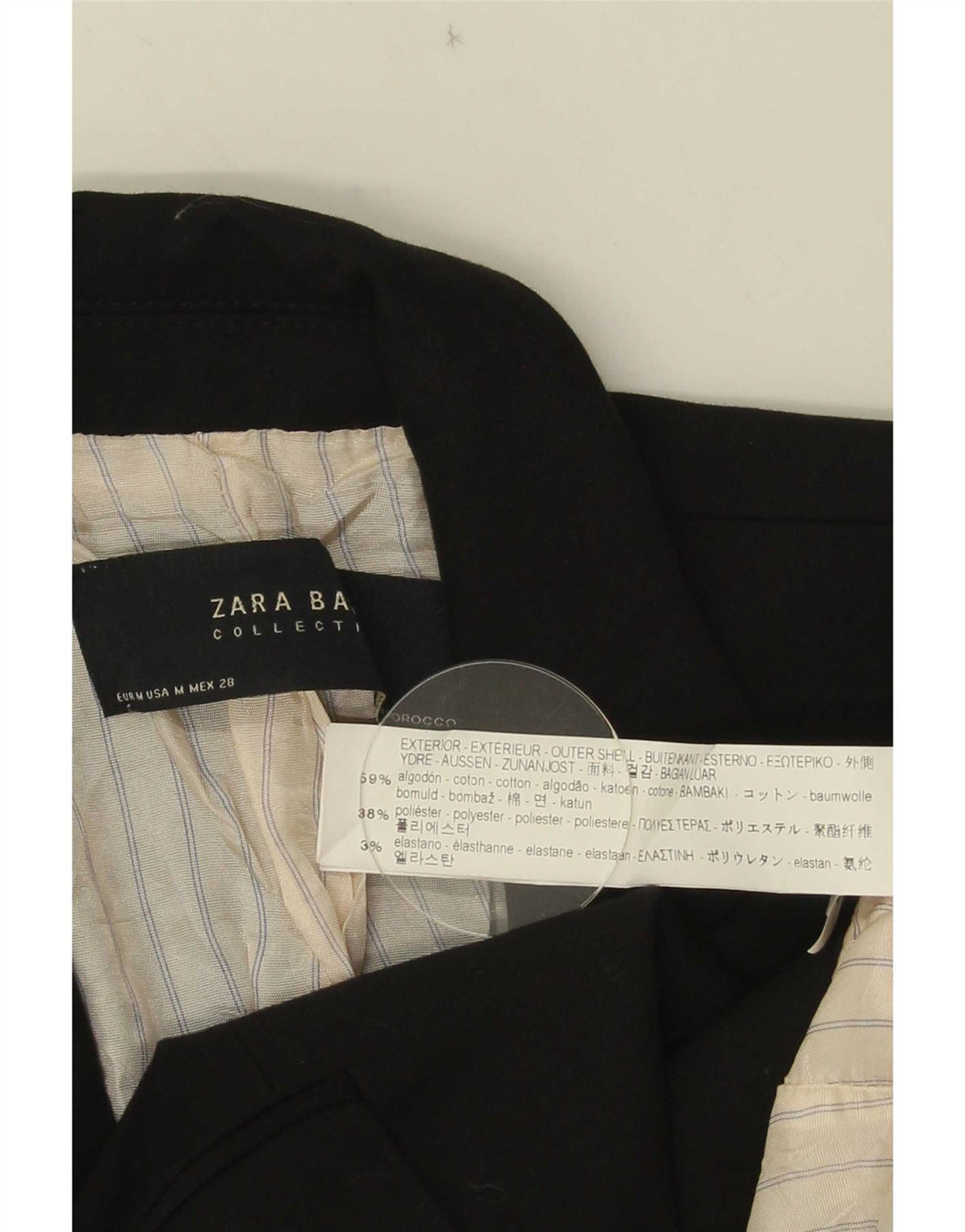 Giacca blazer da donna a 1 bottone Zara UK 12 cotone nero medio