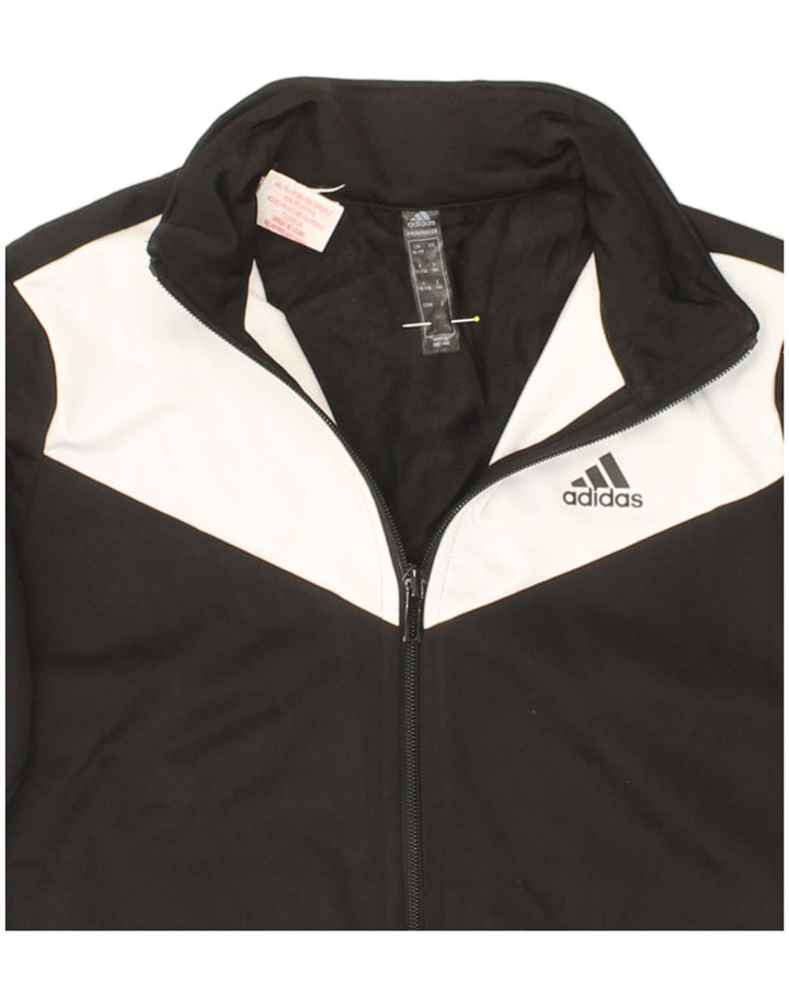 ADIDAS Boys Tracksuit Top Jacket 10-11 Years Black Colourblock Polyester Vintage Adidas and Second-Hand Adidas from Messina Hembry 